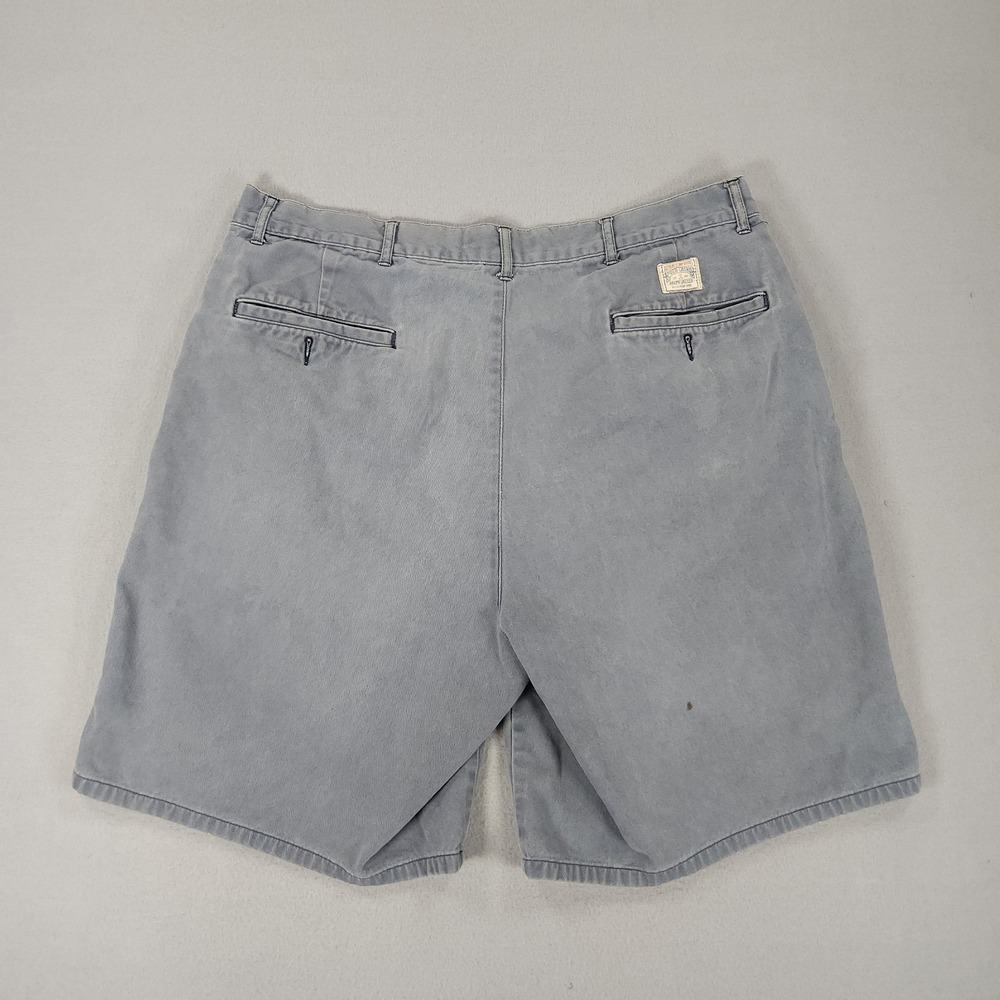 Vintage Polo Ralph Lauren Mens Andrew Shorts Size 33 Pleated Chino Cotton Gray - Picture 2 of 8